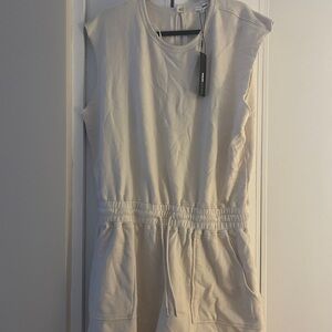 Fashion Nova Cream Crewneck Romper